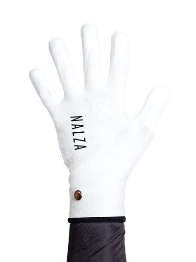 Cut-resistant white speed skating gloves.
